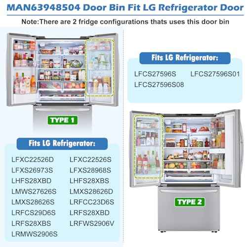 Upgraded MAN63948504 Refrigerator Door Shelf Bin,Compatible With LG/Kenmore Refrigerator Door Shelf Replacement,Replaces LFXS26973S LMXS28626S LFXC22526D Refrigerator Fridge Door Shelves 63948504