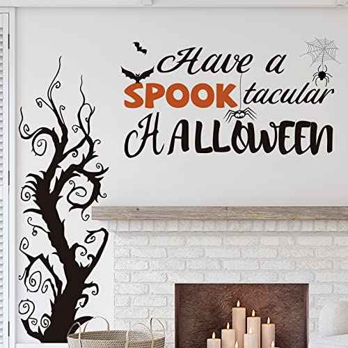 Zonon 3 Sheets Halloween Wall Decals Tall Black Bats Ancient Castle Wall Stickers Decor DIY Removable Home Walls Art for Halloween Party Supplies (12 x 39 Inch,10 x 35 Inch,Fresh Style)