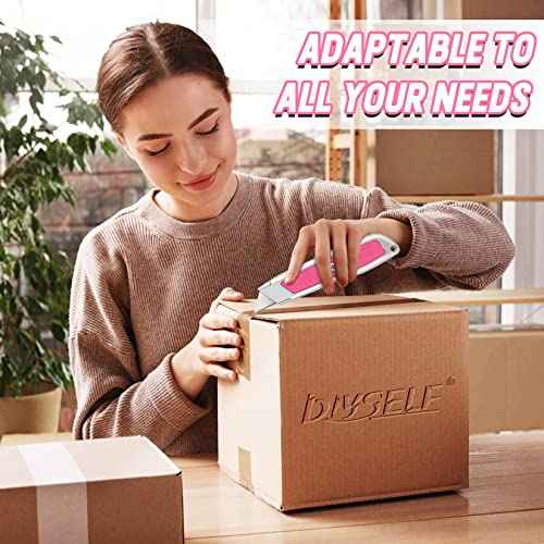 DIYSELF 2 Pack Box Cutters, Aluminum Utility Knife, Box Cutter Retractable, Sturdy Razor Knife for Cardboard, Boxes, Packages, Papers, Cartons, Navajas de Trabajo