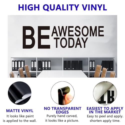Motivational Quotes Wall Stickers for Gym: Office Inspirational Positive Vinyl Art Wall Decals for Classroom School Bedroom Living Room - Be Awesome Today 25" X 7"