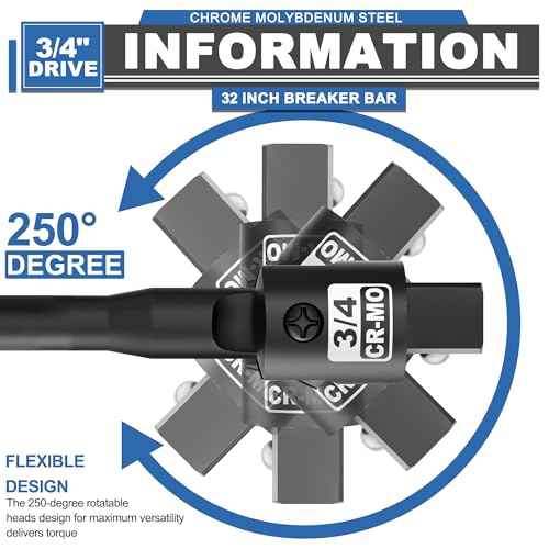3/4¡± Drive 32 Inch Breaker Bar, Heavy Duty Head, Premium Chromium-Molybdenum Steel, Laser Etched Marking, for Loosen Rusted, Stubborn, Stuck Nuts and Bolts
