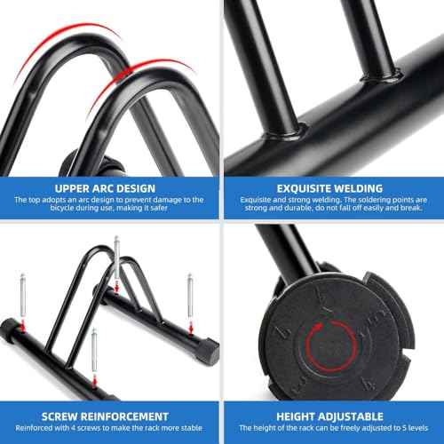 Metal Bike Storage Rack, Floor Stand for 3 Bicycles, Outdoor Loop Parking Holder for Garage, Shed (1 paragraph)