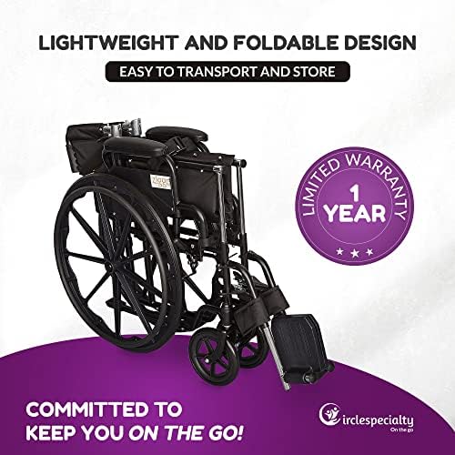 Ziggo 18” Seat Width Pediatric Wheelchair for Kids & Children, Lightweight, Manual Folding Wheelchair w/Safety Belt, Swing-Away Foot Support w/Straps, Desk Length Arm Rests