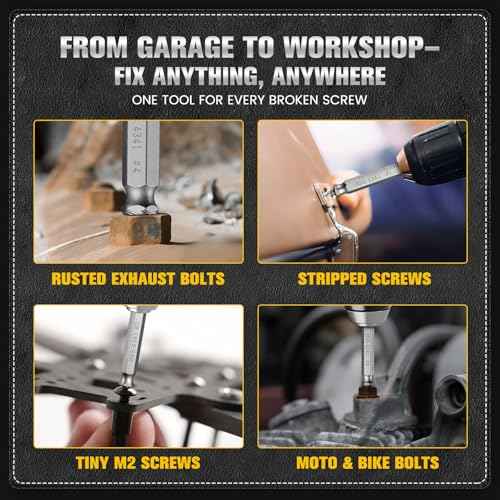 6-Piece Damaged Screw Extractor Set, #0 - #4, Easy Out Left Hand Drill Bits & Spiral Flute Extractors for Broken, Stripped, Rusted Bolts in Metal, Wood, Automotive, Gifts for Men
