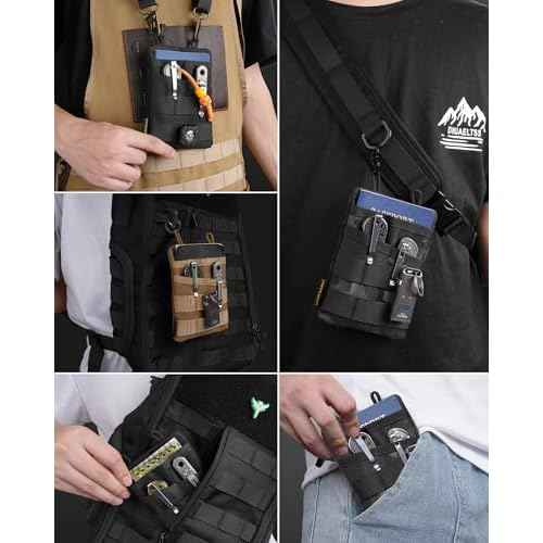 VIPERADE VE3 Tool Pouch Pocket Organizer, Nylon Tool Belt Loop Pouch with 4 Pockets Tool Storage EDC Pouch for Flashlight/Pocket Knife, Tactical Pen, Notebook (OD Green)