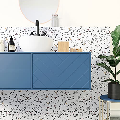 Decotalk Terrazzo Contact Paper for Countertops Waterproof Terrazzo Peel and Stick Wallpaper Countertop Contact Paper Removable Vinyl Wallpaper for Kitchen Decorative Matte Granite Vinyl Wrap 12"x120"