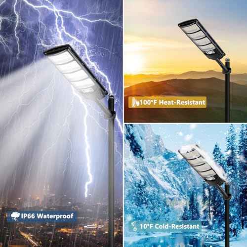 Solar Street Lights Outdoor Waterproof, LED Dusk to Dawn Solar Light, Flood Lights with Motion Sensor and Remote Control, for Exterior Wall, Patio, Yard, Deck, Garden,Parking Lot Lights(2-Pack)