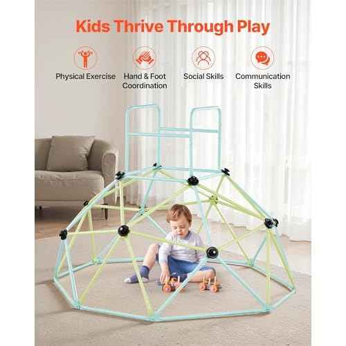 VEVOR Climbing Dome, 6FT Geometric Dome Climber for Kids, 600LBS Loading Indoor/Outdoor Jungle Gym Playground, Easy-Assembly Backyard Climbing Play Equipment for Boys Girls 3 to 10 Years Old