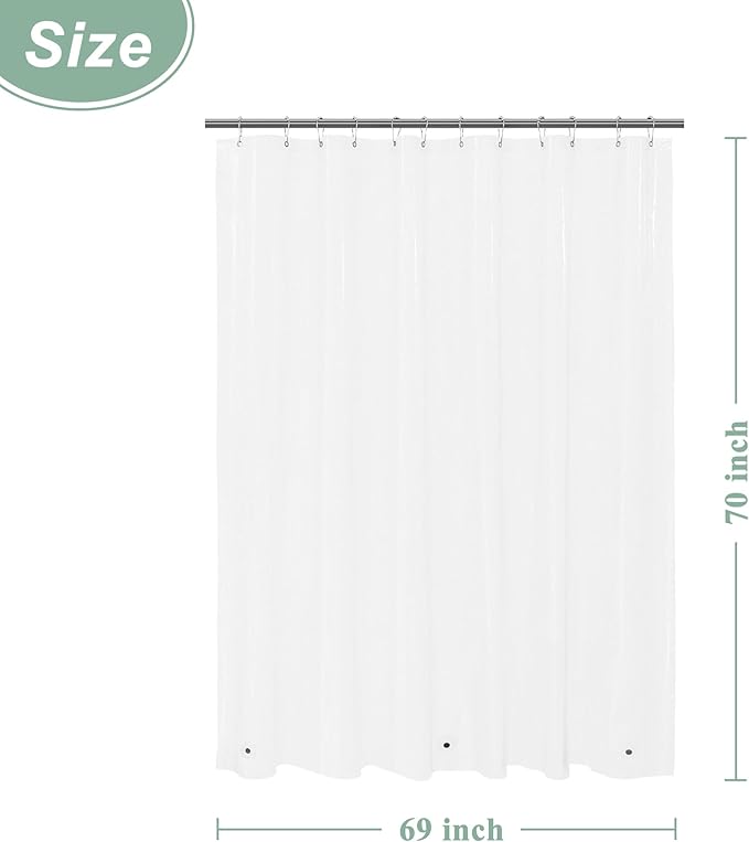 Mrs Awesome Clear Shower Curtain Liner with 3 Magnets, 69x70 Premium Flexible Sturdy Plastic Shower Curtain for Bathroom Lightweight, Waterproof, Clear