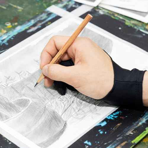 Falling in Art 5 Pack Drawing Gloves With Two Fingers, Digital Artist for Left and Right Hand, Soft Art for Graphic Drawing Tablets, iPads, Monitors and Paper Sketching, M