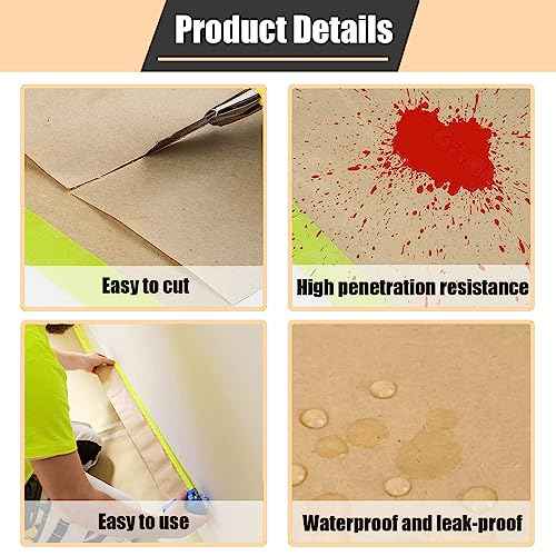 Masking Paper, 20" X 50feet, Tape and Drape for Automotive Painting Covering, Paint Spray Shield for House Painting