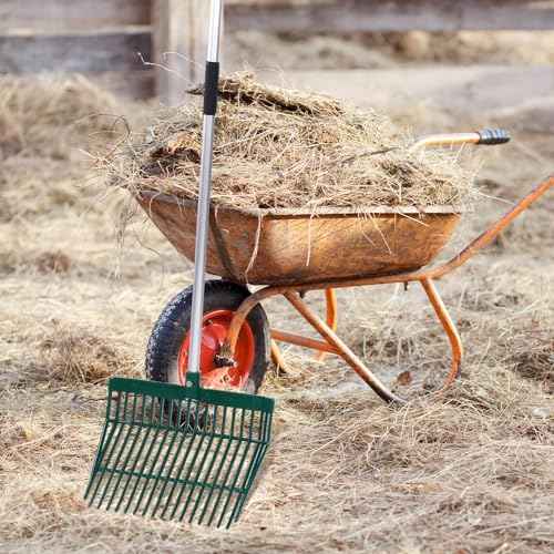 WILLBOND 6 Pcs Manure Fork Head 18 Tines Pitch Fork Head with Screws and Nuts Durable Stable ABS Plastic Replacement Pitchforks for Gardening Horse Stall Picking up Manure Grass Hay Olive