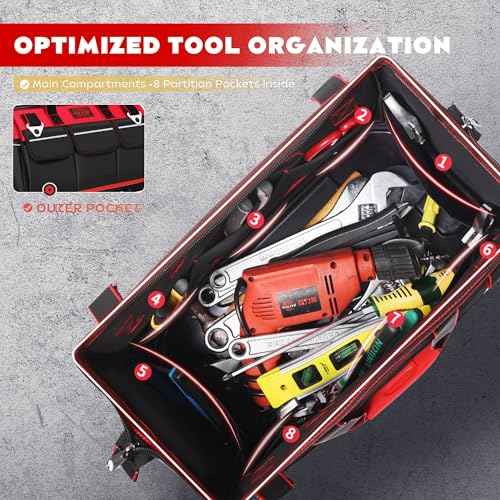 Thalirem 14-Inch Small Tool Bag, Heavy-Duty Durable Electrician Tote with Multi-Pockets, Water-Resistant Organizer for Mechanics, DIY Tools & Supplies