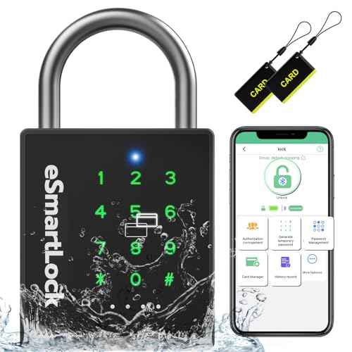 Pothunder Heavy Duty Smart Padlock, Gate Lock Padlock with Key Code and RFID, Outdoor Weatherproof Biometric Digital Lock for Gate, Sheds, Fence, Garage, Locker, Storage Unit