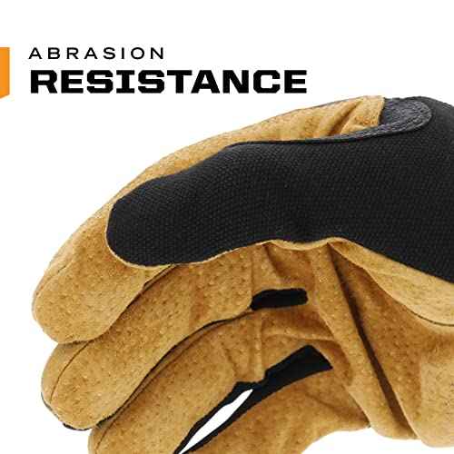 Mechanix Wear Fastfit Leather Gloves - Abrasion Resistant Gloves for Hand Safety - Breathable - Secure Fit - Two-Piece Palm - Machine Washable - Brown/Black - Large
