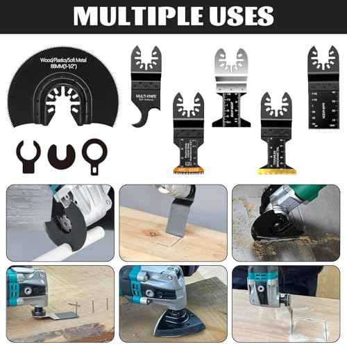 50-Piece Oscillating Tool Blades Kit -Universal Quick-Change Multi-MaterialCutting Blades for Wood, Metal, PlasticFits Dewalt, Milwaukee, Bosch, Makita,Ryobi & More