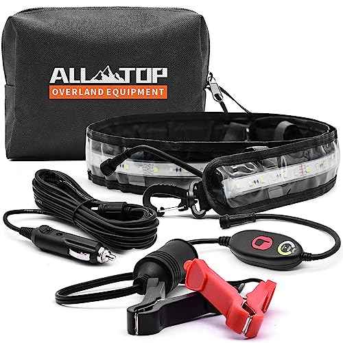 ALL-TOP Dimmable LED Camping Light Flexible Strip IP68 with Mounting Jacket - 1300 Lumen - IP68 Dual-Protection Water Resistanc Perfect for RV Camping and Overland