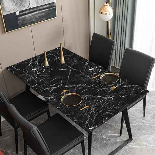 Abyssaly Black and White Marble Contact Paper, Granite Kitchen Wallpaper Peel and Stick Countertops, Glossy Self Adhesive Removable Marble Counter Paper Roll for Cabinets 15.7in X 118in