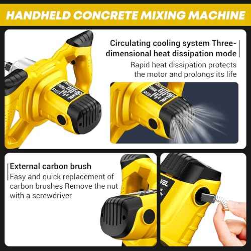 SILVEL Cement Mixer, 2300W Handheld Electric Concrete Mixer, Portable Mortar Mixer with 6 Adjustable Speed, 110V Mud Mixer for Mixing Mud, Cement, Mortar, Paint, Fodder