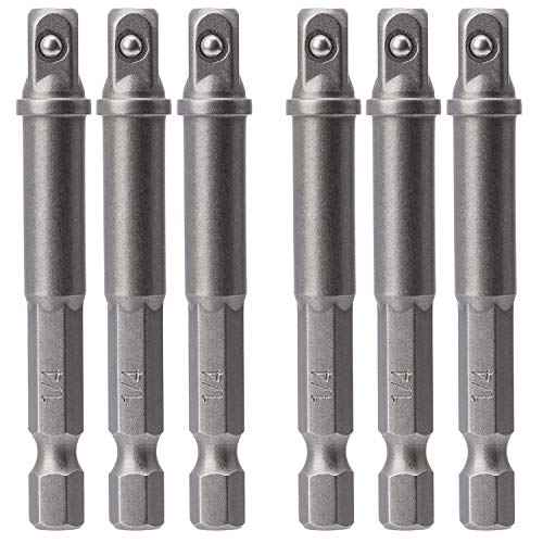 OIIKI 6 Pack 1/4 inch Square Socket Adapter Bit Set, Impact Driver Power Bits for Automotive DIY-1/4 Hex Shank