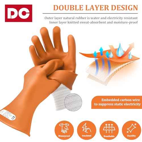 Natural Rubber Gloves High Voltage Electrical Insulating Linesmen's Gloves with Double-Layer