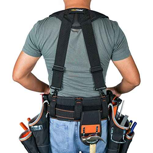 MELOTOUGH Magnetic Tool Belt Suspenders with Magnetic WristBand for Work Belt Padded Suspenders Constrcution
