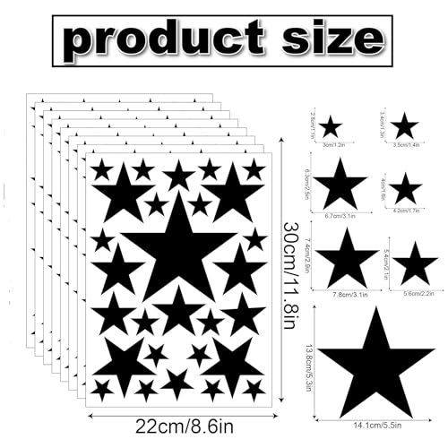 Black Star Wall Decal Stickers for Boys Girls Bedroom Removable Vinyl Star Wall Stickers for Kids Baby Nursery Room Decorations