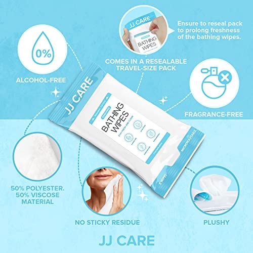 JJ CARE Body Wipes for Adults Bathing - Pack of 25 Shower Wipes For Adults Rinse Free, 200 Count Disposable No Rinse Disposable Washcloths, Waterless Body Wash for Elderly