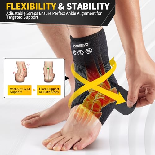 CAMBIVO Ankle Brace for Women & Men, Compression Ankle Support for Sprain & Strain, Achilles Tendonitis, Plantar Fasciitis & Recovery, Ankle Sleeve for Running, Basketball, Football, Daily Use
