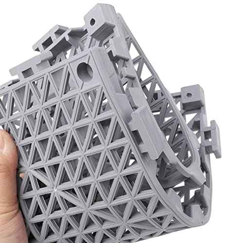 SOUJOY 12 Pieces Modular Interlocking Cushion, 11.6" x 11.6" Rubber Floor Tiles with Holes, Non-Slip Splicing Drainage Mat for Pool Shower Bathroom Kitchen Patio Balcony Yard Pet Area