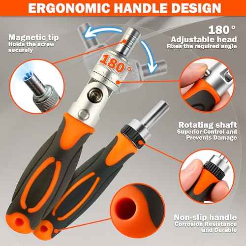 Ratcheting Screwdriver Set 68-in-1, Magnetic Screwdriver Set with Portable Storage Case, Compact Socket Screwdriver Kit for Electronics, PC, Phone, DIY Projects, Home Repairs