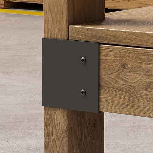 Rust-Resistant Pure Iron 3-Way Brackets Kit - 8 Pcs Heavy Duty Corner Braces with 64 Screws for 2x4 Wood, DIY Workbench, Garage Shelving, Outdoor Storage Table