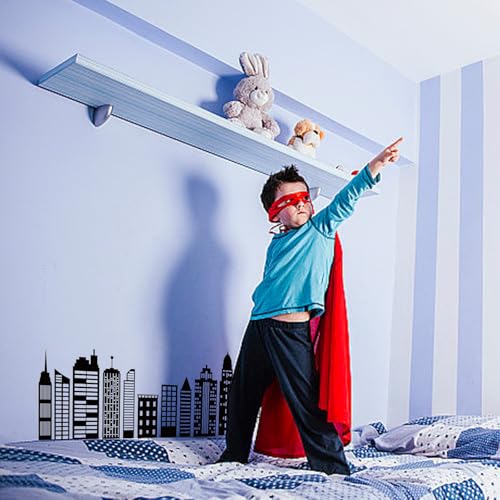 SUPERDANT Cityscape Wall Stickers City Buildings Silhouettes PVC Wall Art Decals Kids Room Vinyl Decor for Boy's Bedroom Livingroom Home Decoration School Dormitory Decals Party Decoration 38.6x14in
