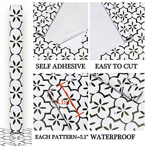 GloryTik Contact Paper Black and White Wallpaper Geometry Trellis Pattern Peel and Stick Wallpaper Modern Self-Adhesive Removable Waterproof for Cabinet Drawer Lining Wall Decor 17.7"X118"