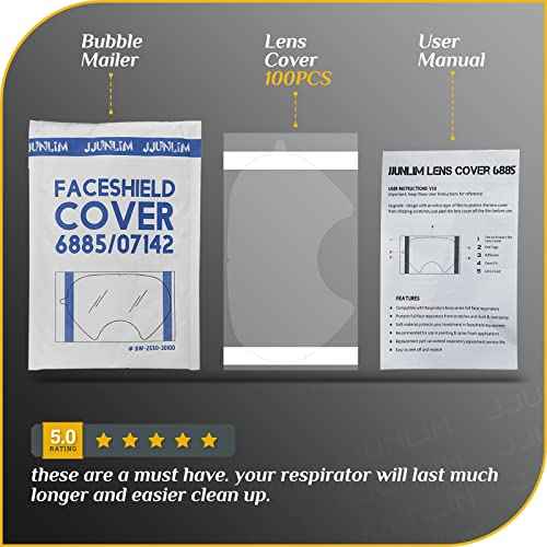 100 Pack Peel Off Lens Cover Compatible for 3M 6885, 6000, 6700, 6800, 6900 Series Faceshield Cover
