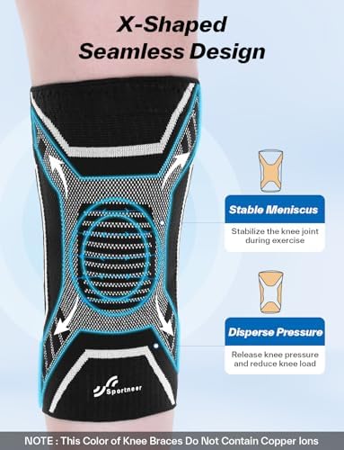 Knee Brace for Men & Women - Sportneer Knee Compression Sleeve with Side Stabilizers - Knee Support for Running, Hiking, Working, Basketball, Volleyball, Gym, Meniscus Tear, ACL, Arthritis Knee Pain Relief, A pair (Black, X-Large(19"-22"))