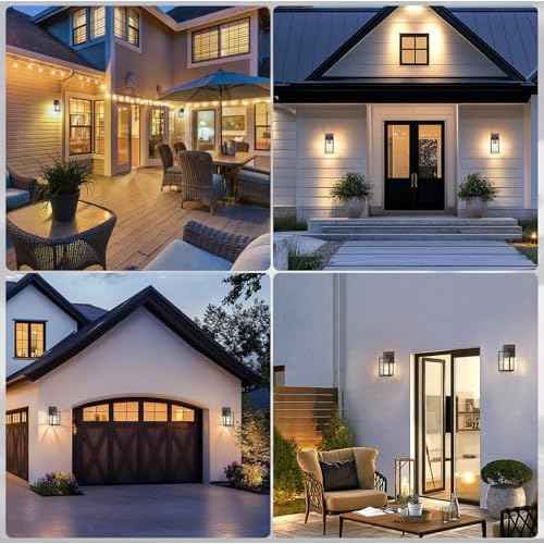 PARTPHONER Dusk to Dawn Outdoor Light Fixtures, 2-Pack Sensor Porch Lights, Waterproof Exterior Wall Sconce Lighting Lamp, Waterproof Wall Lantern for House, Doorway, Garage (Oil Rubbed Bronze)