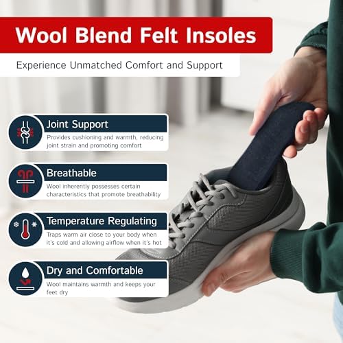 The Felt Store Wool Felt Insoles for Men and Women – 8mm Long-Lasting Shoe Inserts with Cushioning, Adjustable, Warm Wool Boot Insoles for Winter, 2 Pair