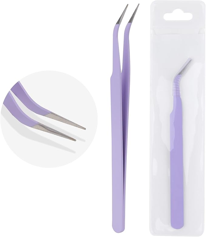 WENDY Lash Tweezers for Eyelash Extensions, Precision Fiber Stainless Steel Lash Applicator Tool for False Eyelashes, Precision Fiber Mega Volume lash-tweezers Use at Home