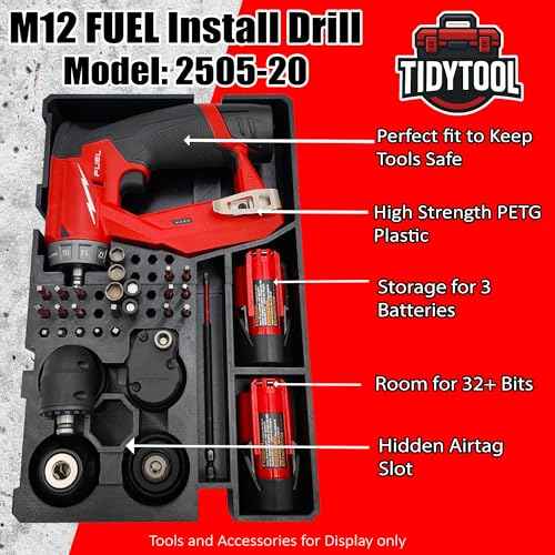 Tidy Tool Insert for Milwaukee M12 Installation Drill 2505-20 ? Reversible Liner for Packout 2-Drawer, 3-Drawer & Multi-Depth Drawers ? Organizer Only