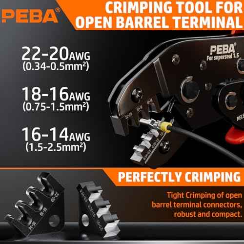 PEBA Waterproof Automotive Electrical Connectors Kit, Automotive Male/Female 1/2/3/4-Pin & Connector Plug and Ratchet Crimping Tool AWG 22-14, Ideal for Cars, Motorcycles & Boats | Pin Removal Tool