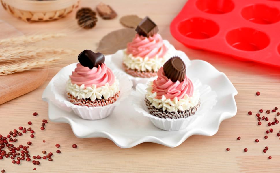 Silicone Muffin Pan Set - Mini 24 Cups, Regular 12 Cups Cupcake Pan, Jumbo 6 Cups Muffin Pan Silicone Bakeware for Baking Set of 3