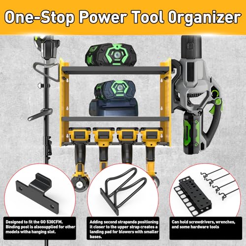 Wall Mount for EGO-Compatible Tools ? 3-Layer Adjustable Garage Organizer 200lbs ? Heavy Duty Hanger for Leaf Blower, Trimmer, Weed Eater