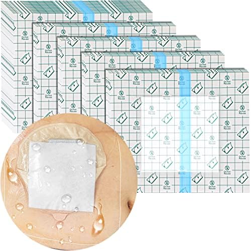 Ostomy Shower Cover Waterproof Ostomy Bag Covers Shower Guard Stoma Shower Shields Colostomy Bathing Bags Shower Protector Adhesive Bandage with Non-Stick Pad for Showering 12"x12" 14 Pcs