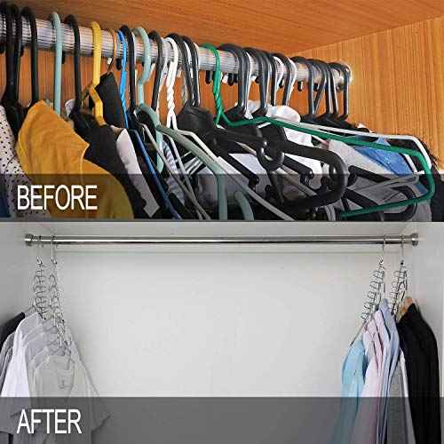 Meetu Space Saving Hangers Magic Cloth Hanger Metal Closet Organizer for Wardrobe Organization (Pack of 20)