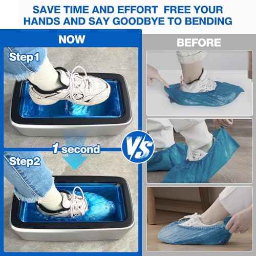 Shoe Covers Dispenser Containing 200pcs Shoe Cover Disposable Non Slip High Quality Automatic Shoe Cover Machine with Disposable Shoe Covers for Indoors for Most Occasion and Shoes Size