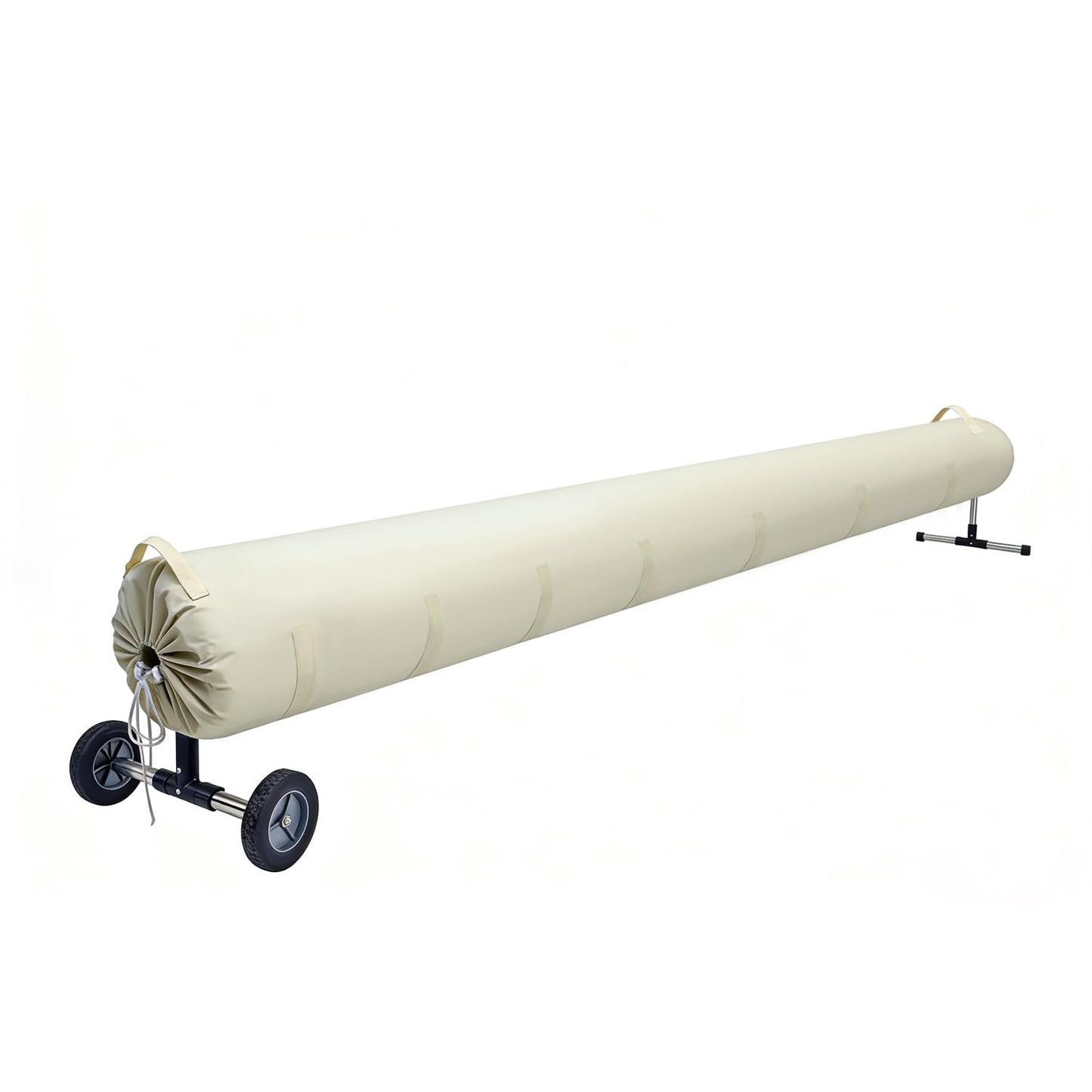 UCEDER Pool Solar Reel Cover with Adjustable Strap, Waterproof Cover for Solar Blanket, 420D Heavy Duty Swimming Solar Reel Storage for Above Ground & Inground Pool (Beige,18 FT)