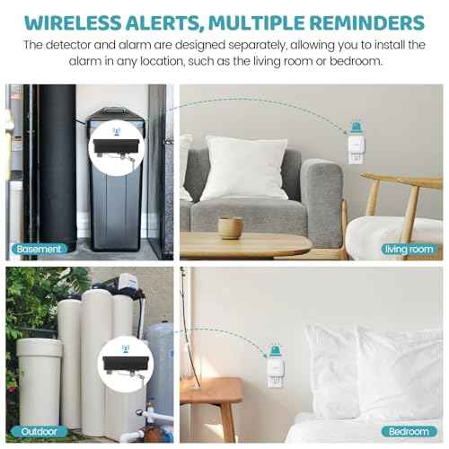 Wireless Salt Level Detector for Water Softener, Real-Time Monitoring, Adjustable Height, Dual Light & 100dB Alarm, Easy Installation, for Salt Tank, and Household Appliances