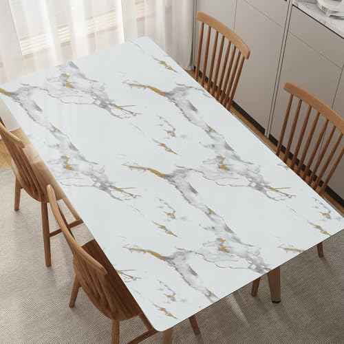 TANONE White Marble Contact Paper for Countertops Waterproof Wallpaper Peel and Stick for Cabinets Removable Matte Gold White Marble Vinyl Wrap for Kitchen Bathroom Counter 17.8"x 118"