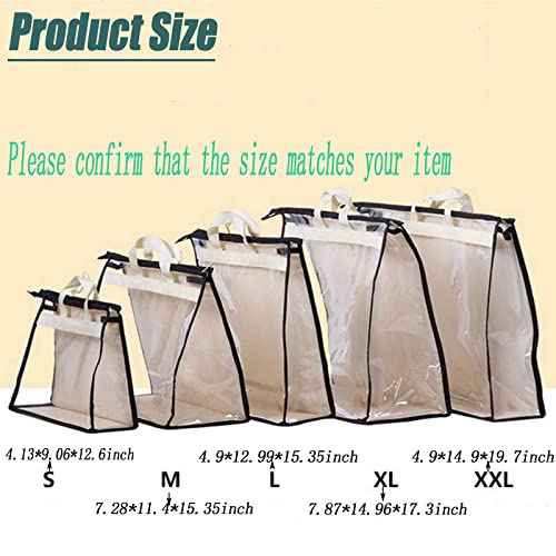 Dust Bags for Handbags - Purse Storage Organizer for Closet Moistureproof and Dustproof Cover Hanging with Zipper and Handle (Pink-XL)